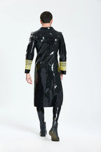 Black Male 'Hornblower' Knee-Length Latex Coat
