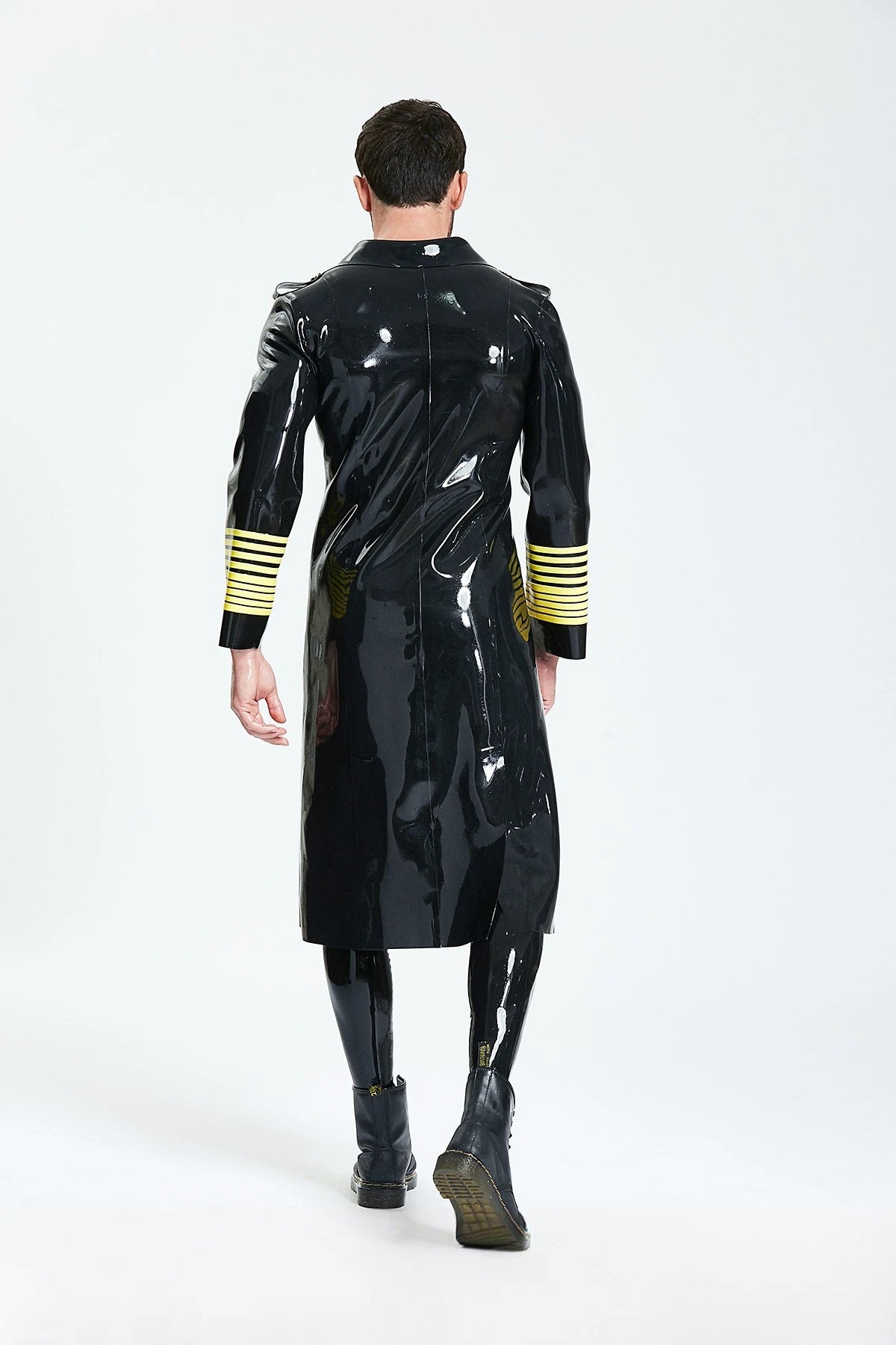 Black Male 'Hornblower' Knee-Length Latex Coat