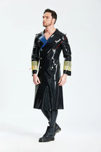 Black Male 'Hornblower' Knee-Length Latex Coat