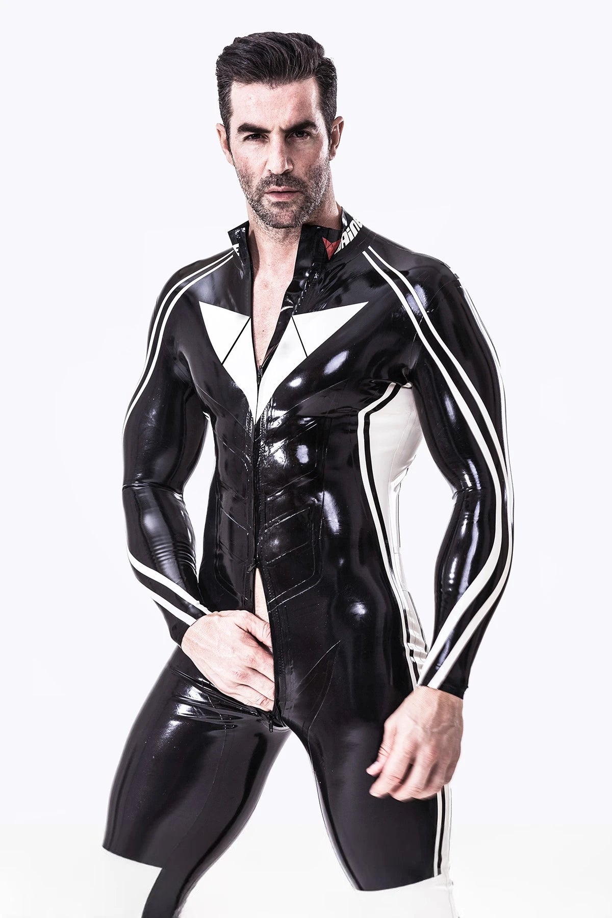 Black Male 'Moto-Elite' Latex Catsuit
