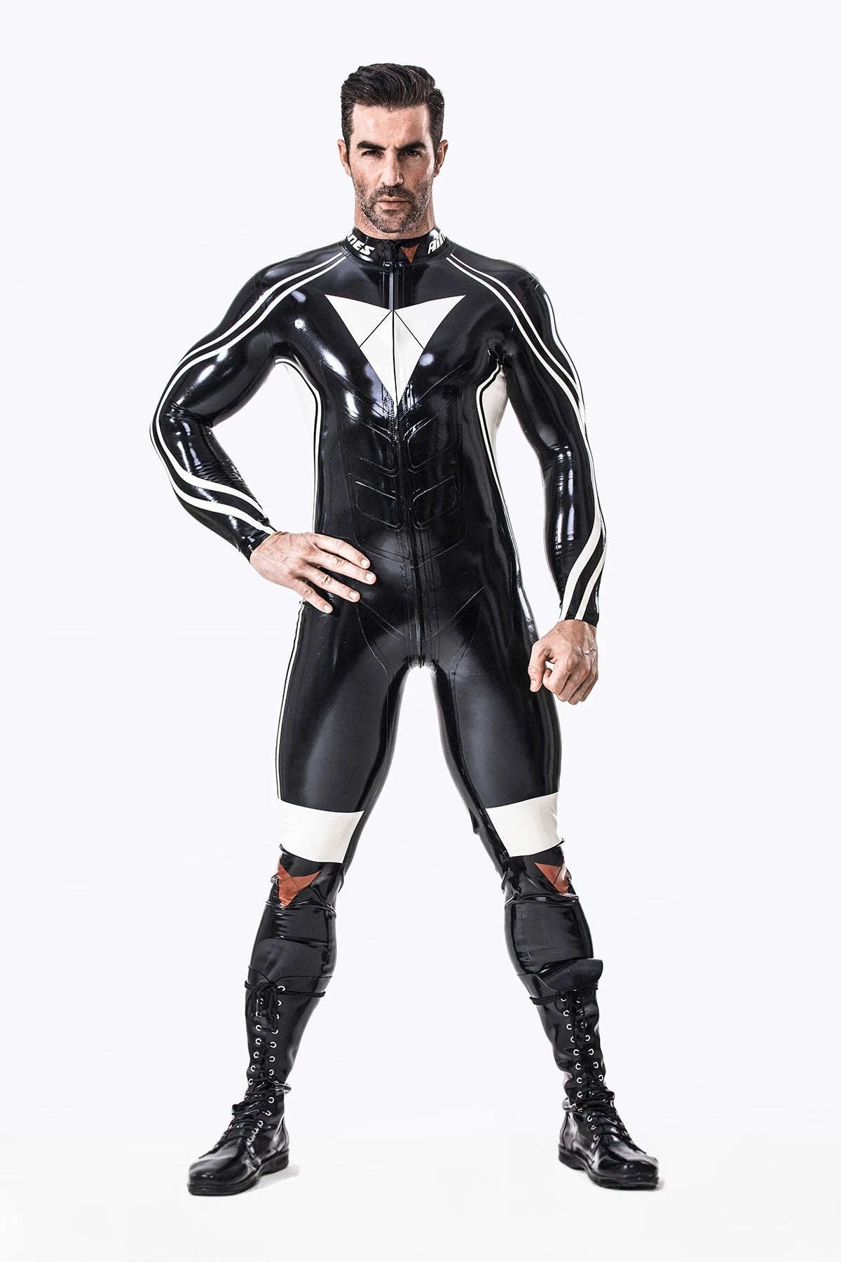 Black Male 'Moto-Elite' Latex Catsuit