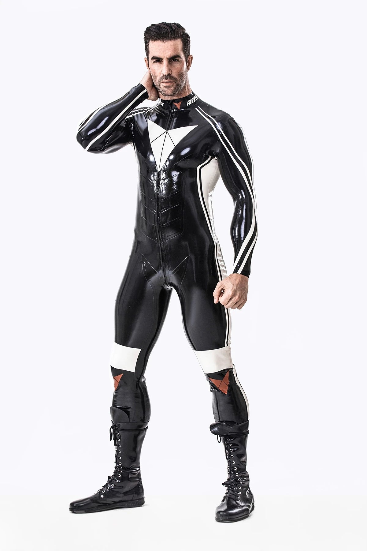 Black Male 'Moto-Elite' Latex Catsuit