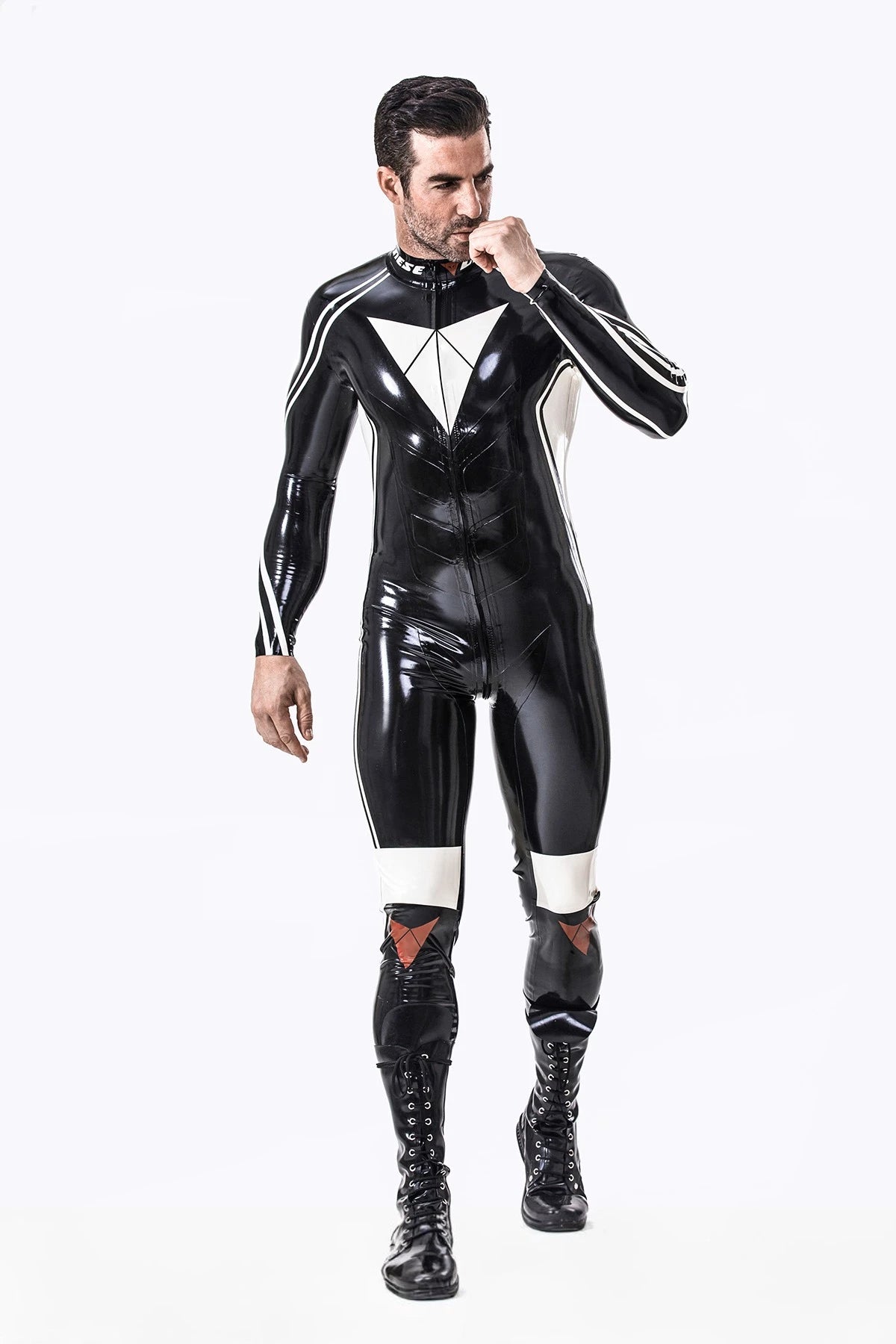 Black Male 'Moto-Elite' Latex Catsuit