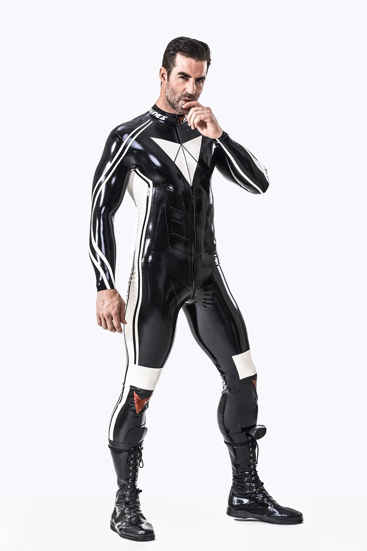 Black Male 'Moto-Elite' Latex Catsuit