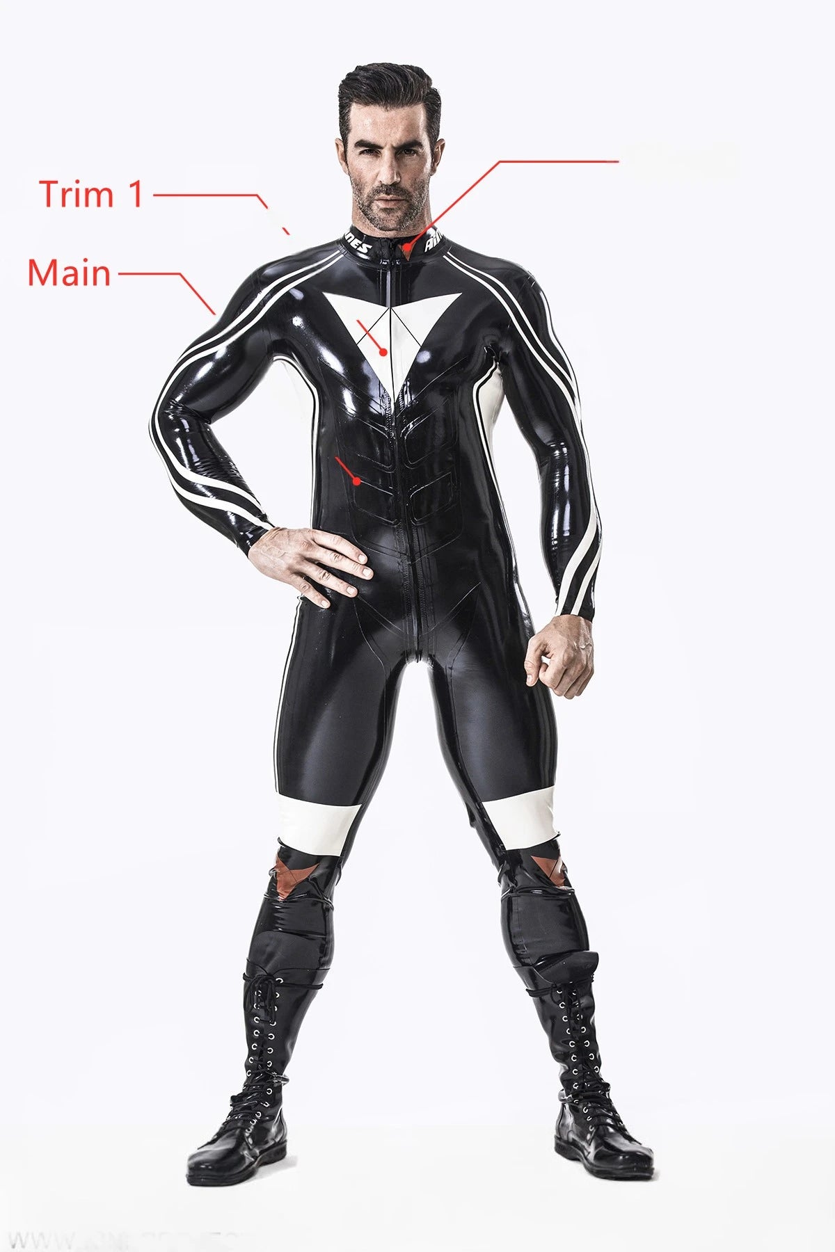 Black Male 'Moto-Elite' Latex Catsuit