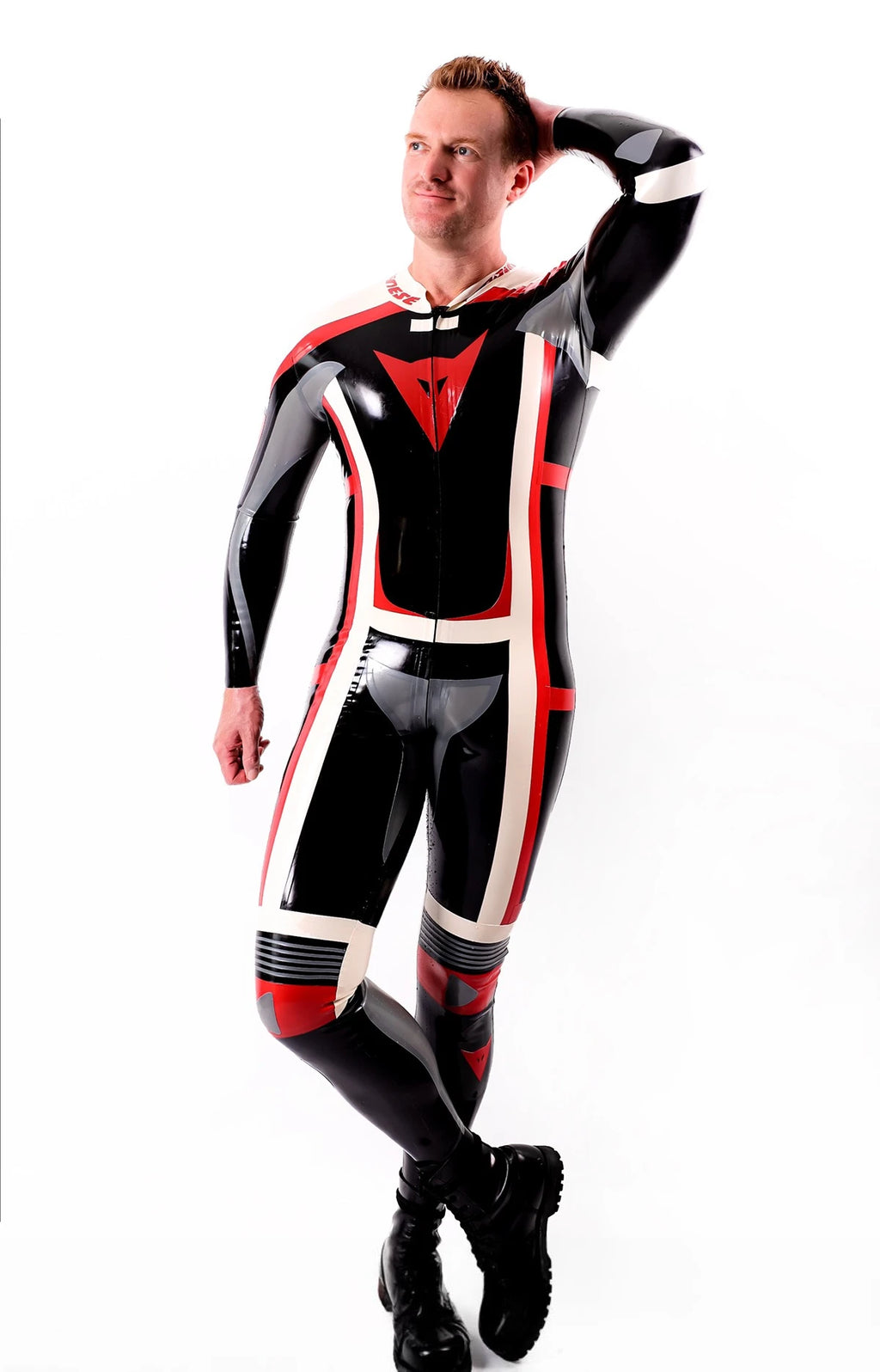 Black Male Classic Moto Latex Suit