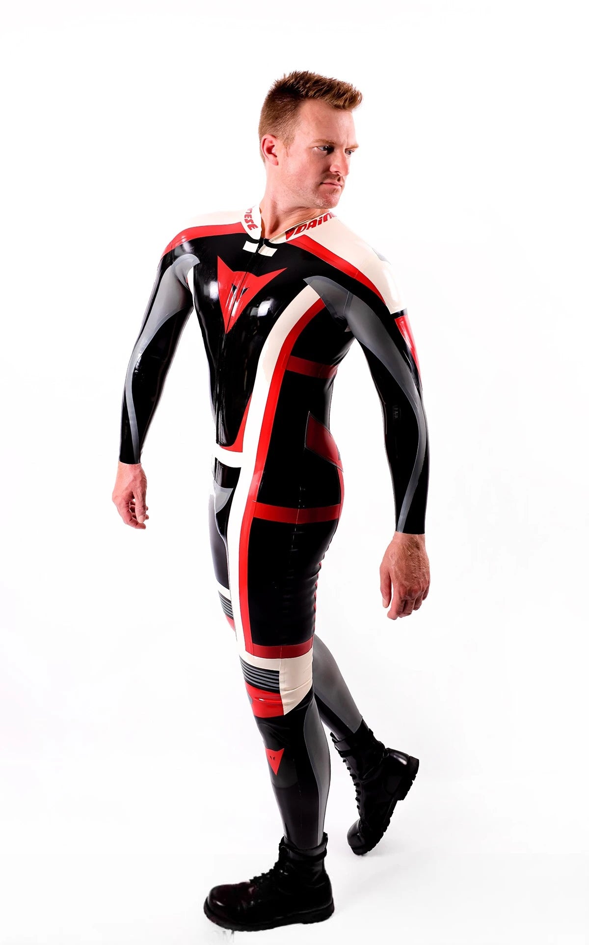 Black Male Classic Moto Latex Suit