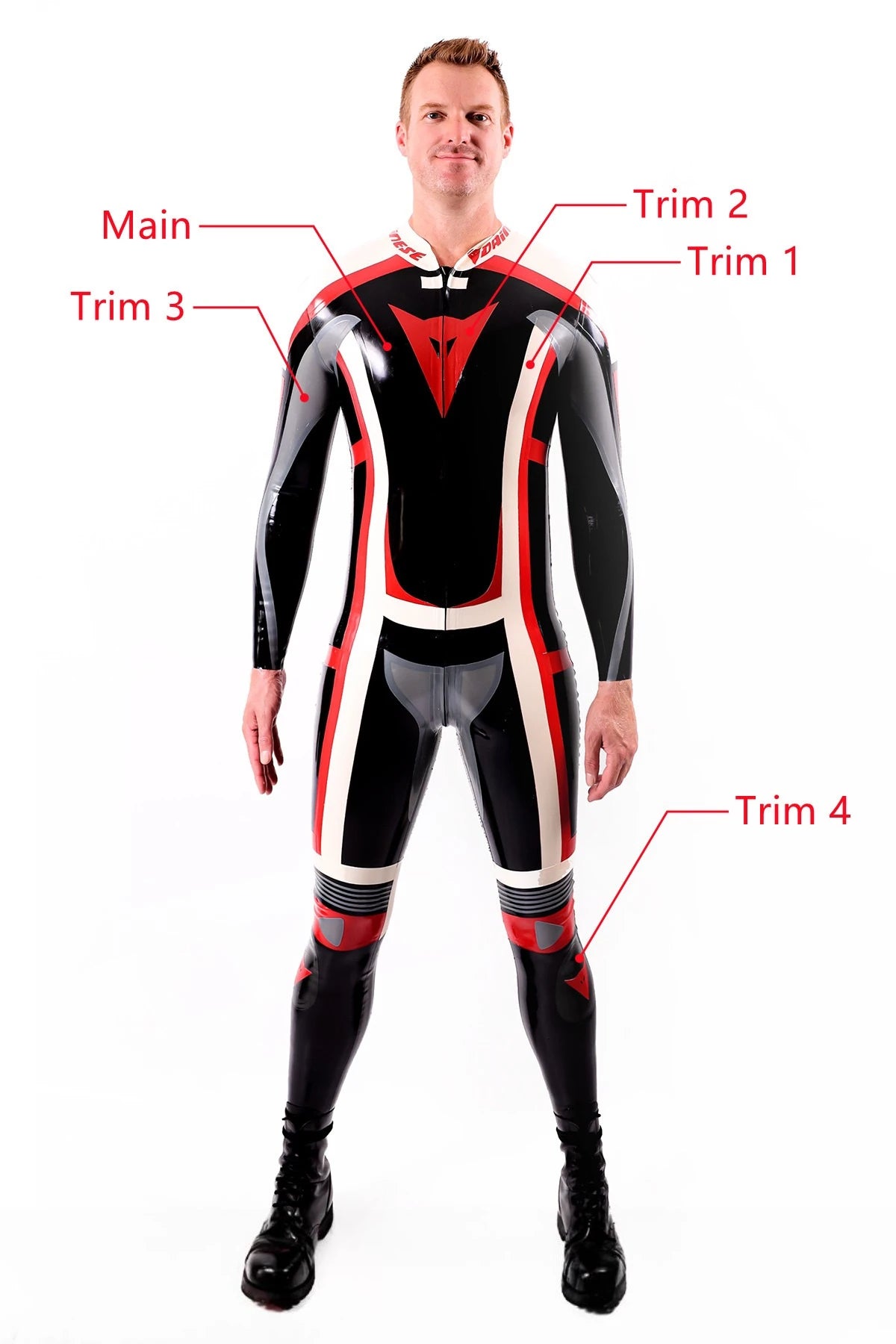 Black Male Classic Moto Latex Suit