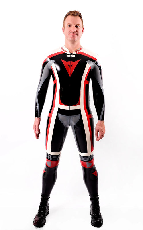 Black Male Classic Moto Latex Suit