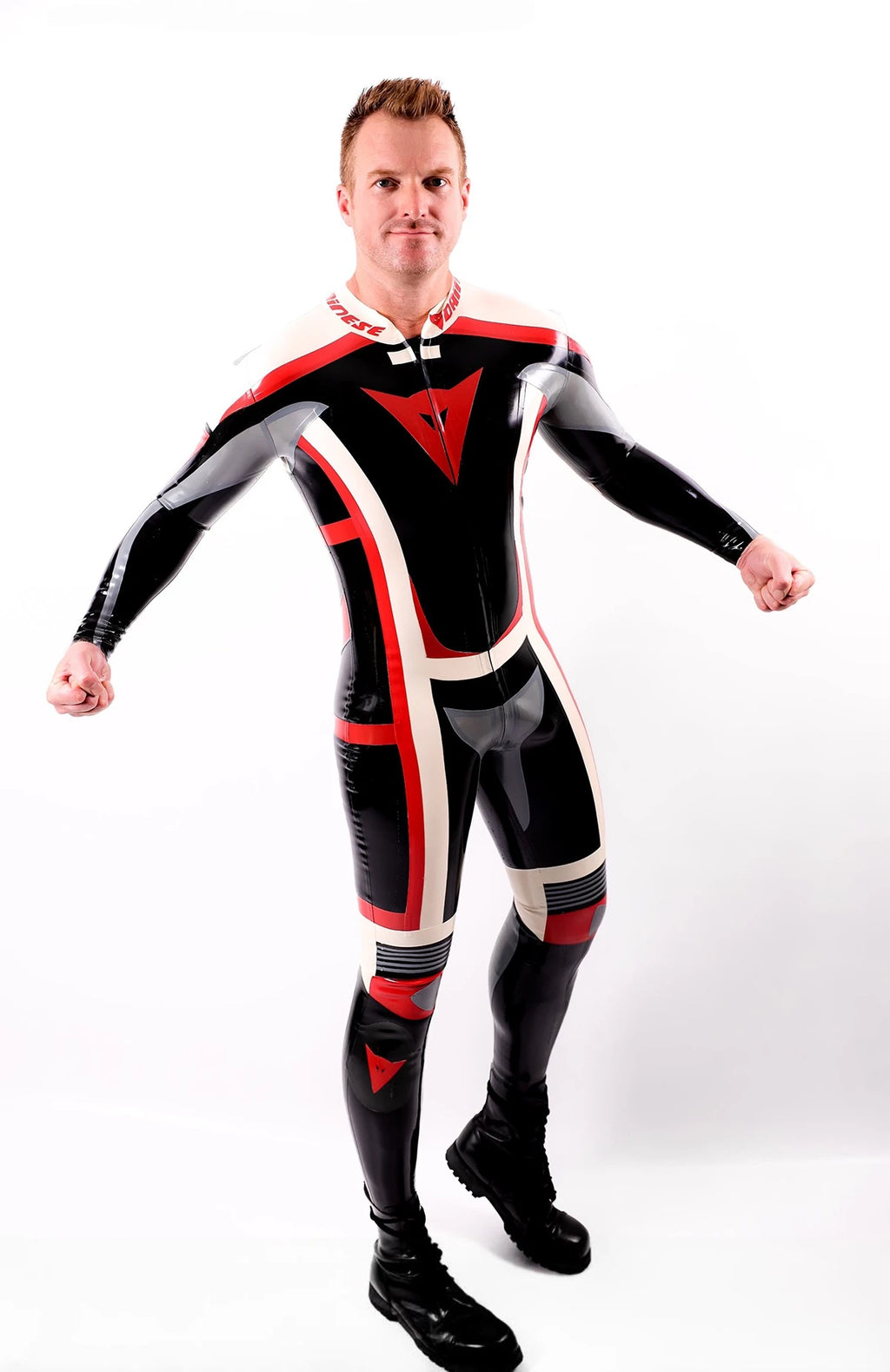 Black Male Classic Moto Latex Suit