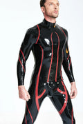 Black Male Shoulder-zip Codpiece Latex Catsuit
