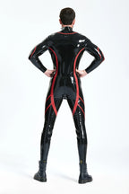 Black Male Shoulder-zip Codpiece Latex Catsuit
