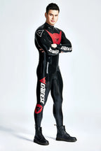 Black Male Basic MotoGP Branded Latex Catsuit
