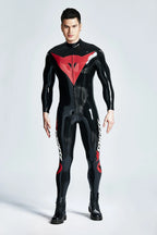 Black Male Basic MotoGP Branded Latex Catsuit