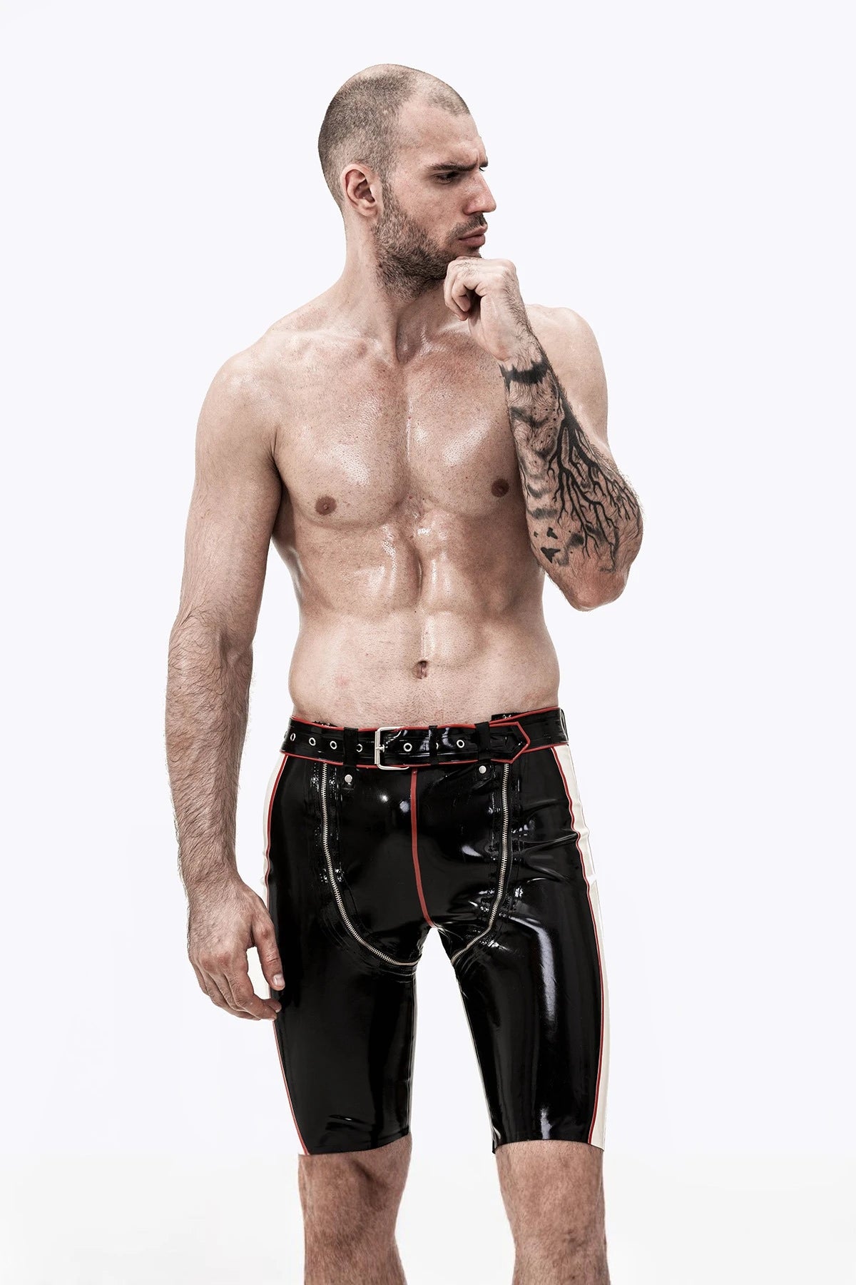 Black Male Latex Convertible Bermuda Style Shorts