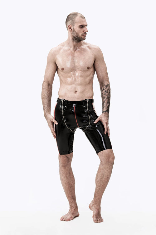 Black Male Latex Convertible Bermuda Style Shorts