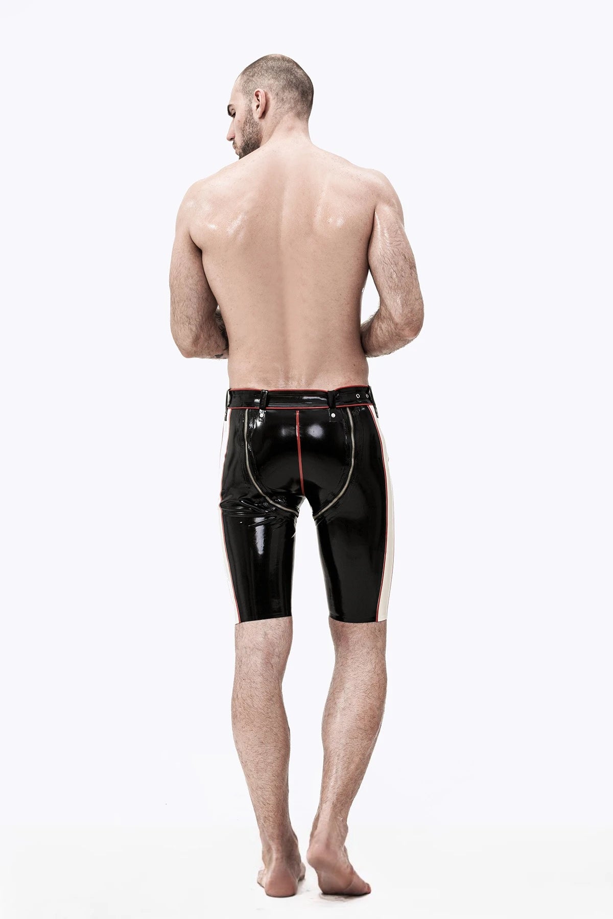Black Male Latex Convertible Bermuda Style Shorts