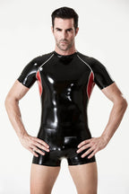 Black Male 'Gusset' Raglan-Sleeved Latex T-Shirt