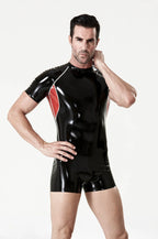 Black Male 'Gusset' Raglan-Sleeved Latex T-Shirt