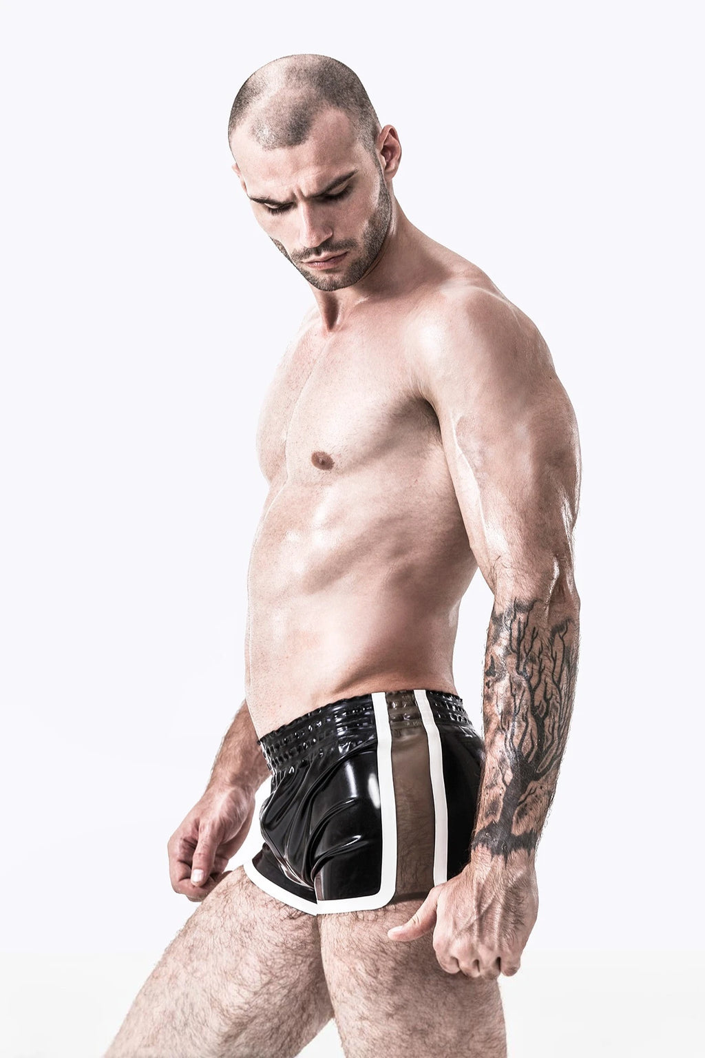 Black Male Latex Casual Exercising/Jogging Shorts