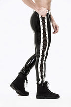 Black Black (behind the string) Male Latex Drawstring-Leg Jeans