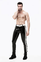 Black Black (behind the string) Male Latex Drawstring-Leg Jeans