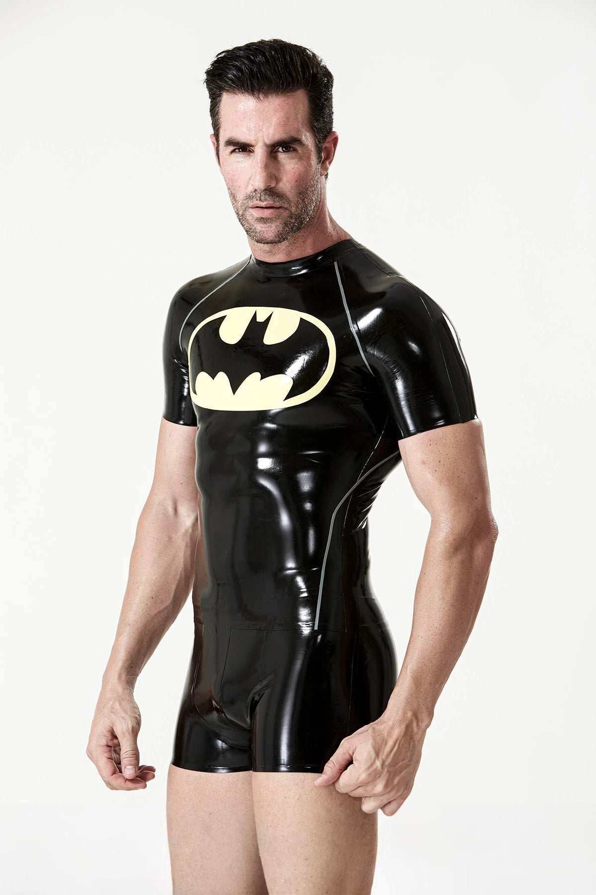 Black Male 'Flittermouse' Raglan-Sleeved Latex T-Shirt