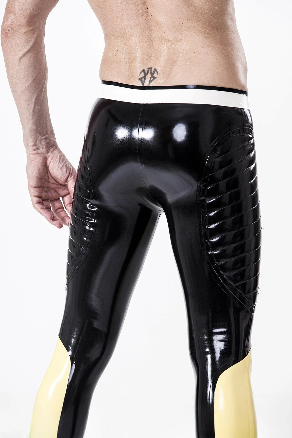 Black Male Padded Thighs Zipperless Latex Leggings