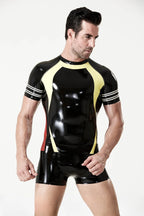 Black Male 'Armbands' Raglan Sleeve Latex T-Shirt