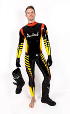 Black Male 'MotoGP' Branded Latex Biker Style Latex Catsuit