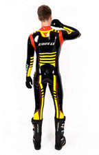 Black Male 'MotoGP' Branded Latex Biker Style Latex Catsuit