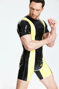 Black Male Latex Round Neck Surfsuit