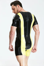 Black Male Latex Round Neck Surfsuit