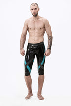 Black Male 'Crossways' Latex Knee-Length Latex Leggings
