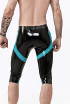 Black Male 'Crossways' Latex Knee-Length Latex Leggings