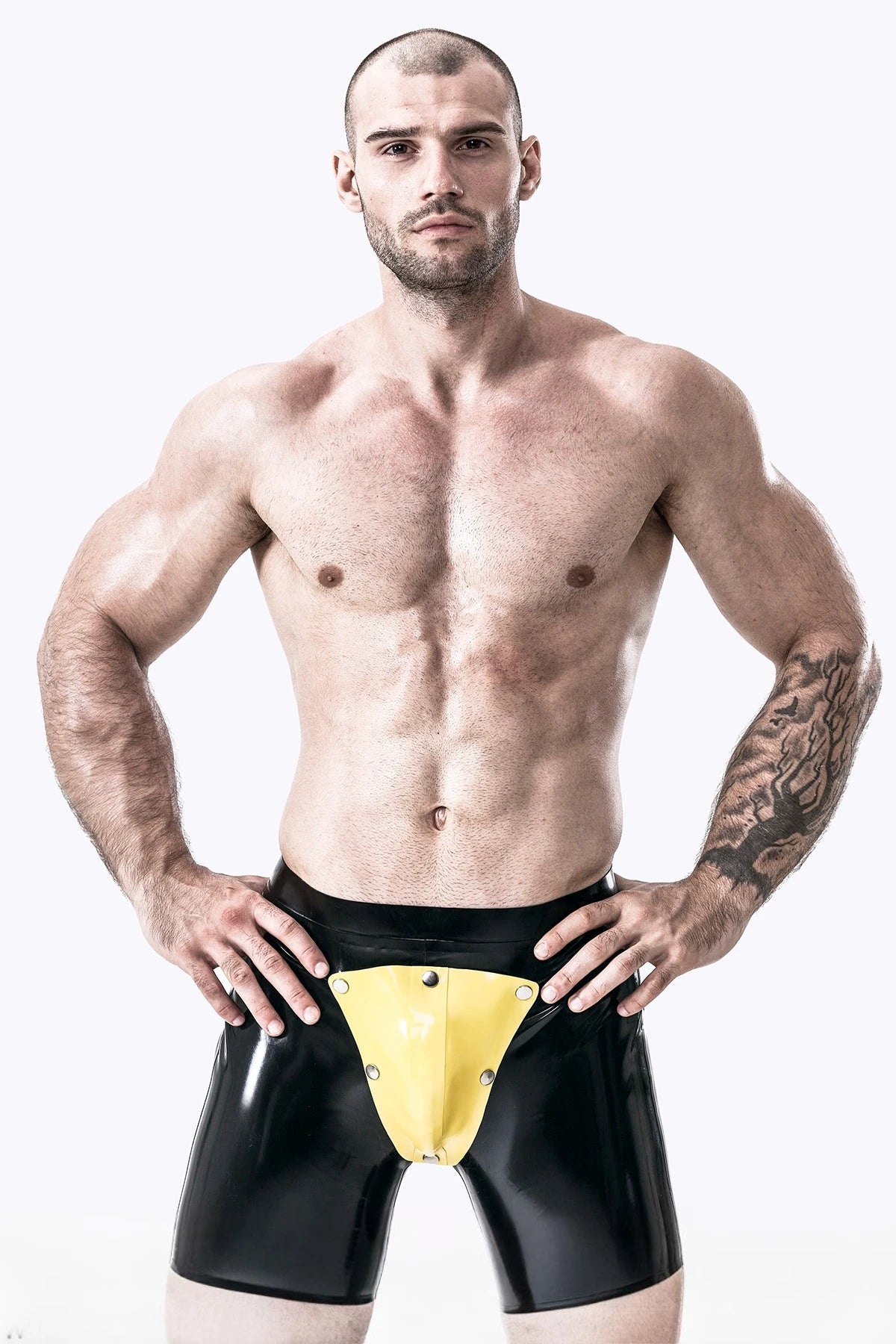 Black Male Latex Codpiece & Bum Hole Shorts