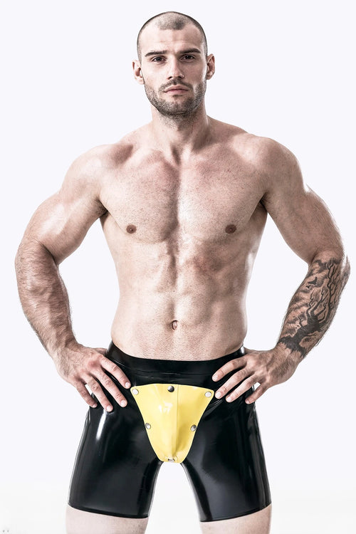 Black Male Latex Codpiece & Bum Hole Shorts