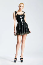 Black, trim color is Baby Doll Party Latex Mini Dress