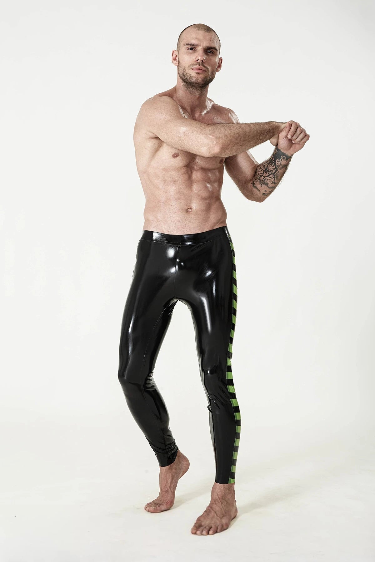 Black Male Latex 'Hazard Strips' Leggings