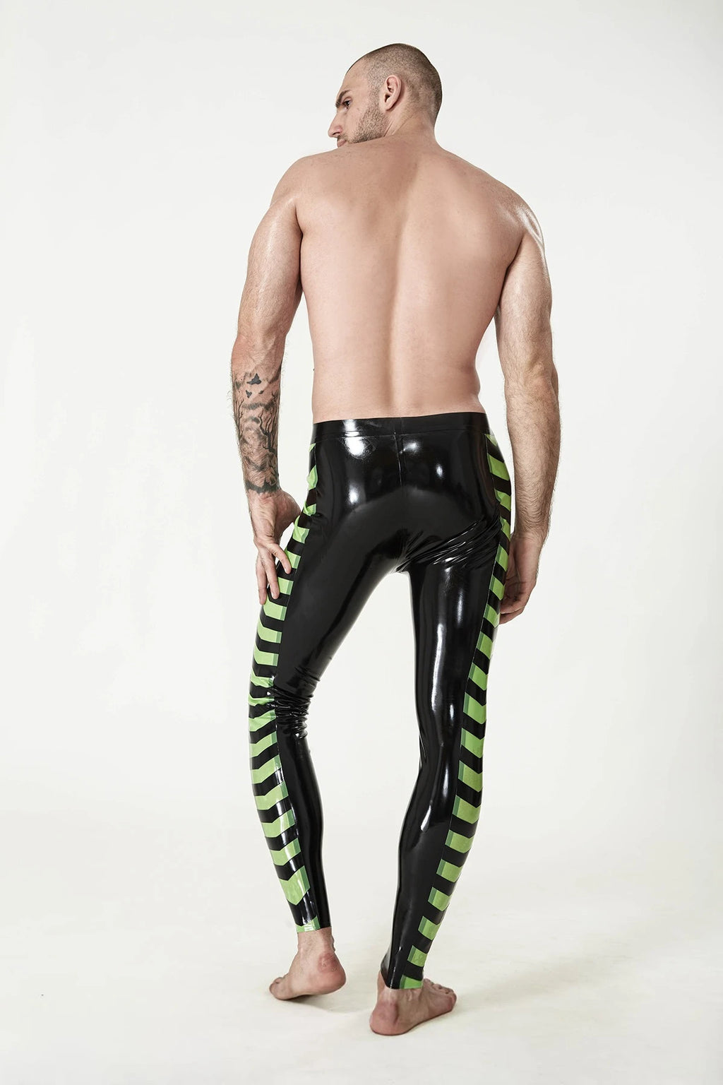 Black Male Latex 'Hazard Strips' Leggings