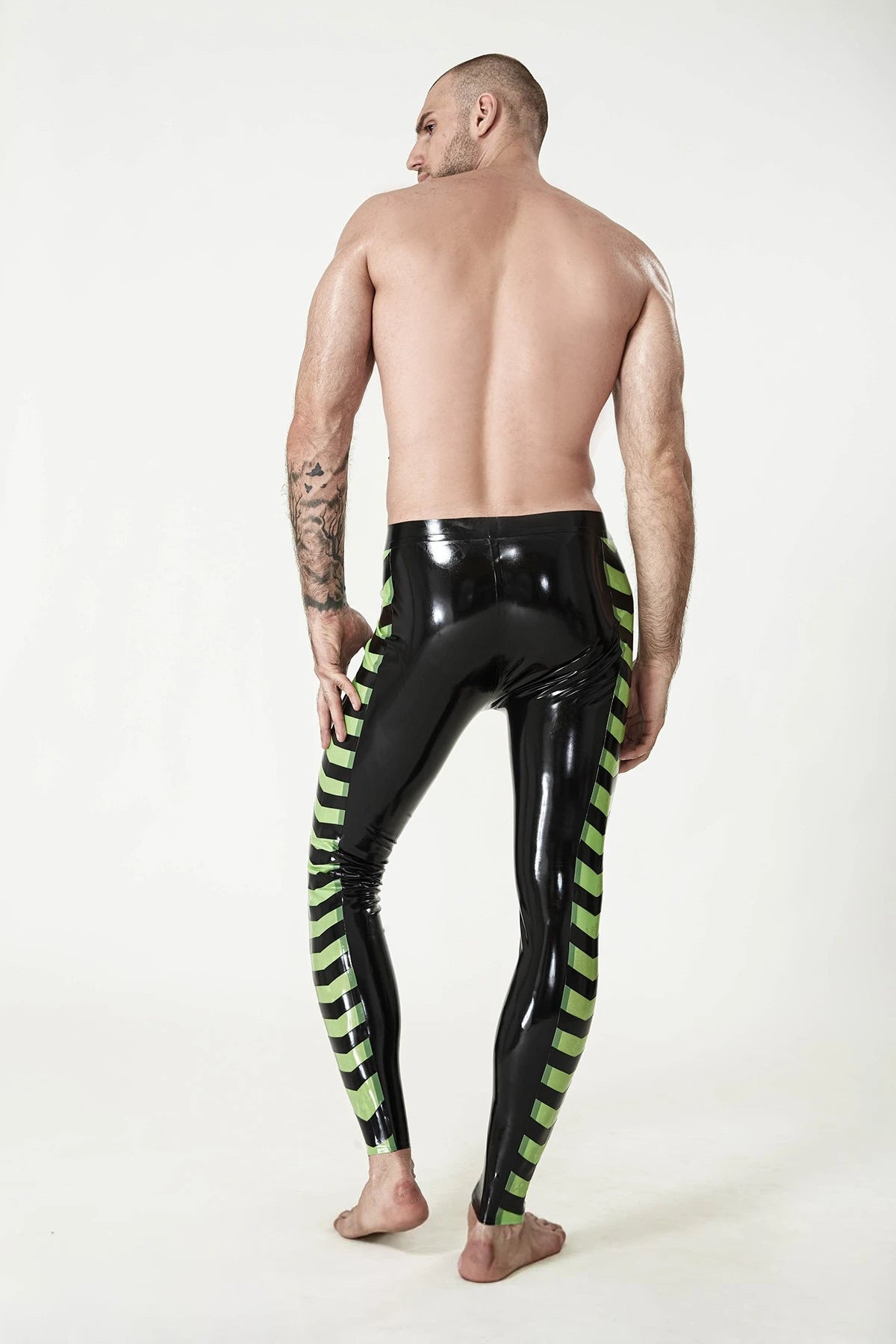 Black Male Latex 'Hazard Strips' Leggings