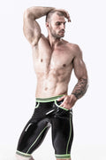 black Male Latex Pocketed Bermuda Style Shorts