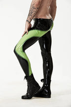 Black Male Latex 'Side-Winder' Through-Zip Leggings