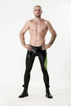 Black Male Latex 'Side-Winder' Through-Zip Leggings