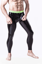 Black Male Studded & Zippered 'Codpiece' Latex Leggings