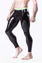 Black Male Studded & Zippered 'Codpiece' Latex Leggings