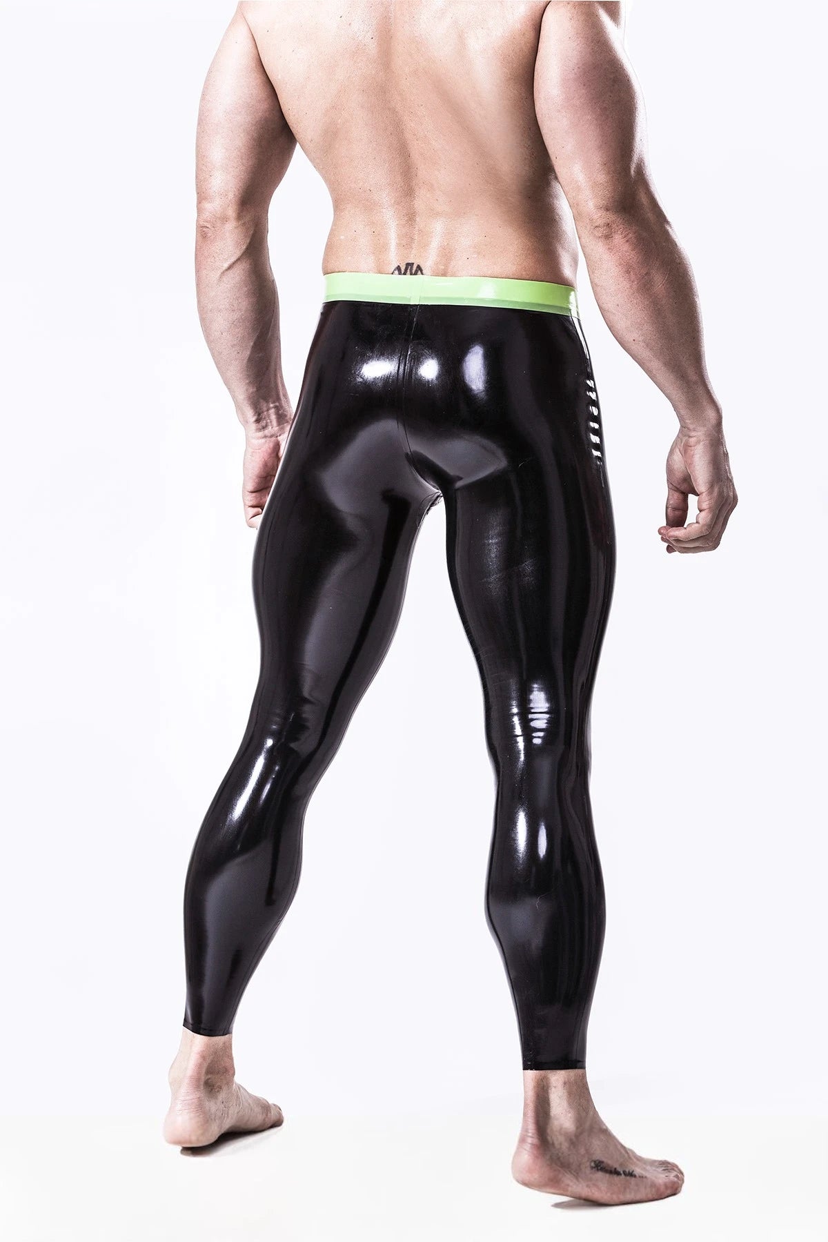 Black Male Studded & Zippered 'Codpiece' Latex Leggings