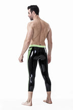 Black Male Latex Three-Quarter Gym Tights