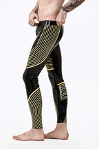 Black, trim color is Male 'Illusions' Patterned Latex Leggings