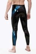 Black, trim color is Male 'Meander' Zipperless Latex Leggings